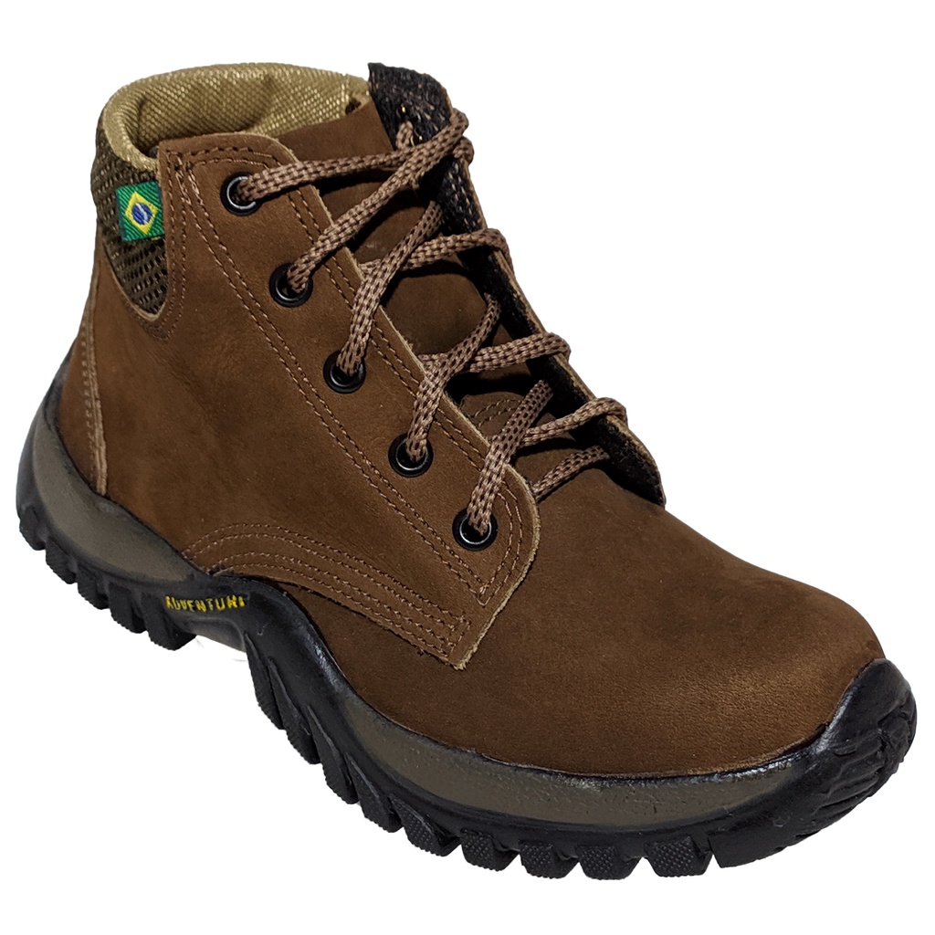 Coturno Tênis Bota Adventure Masculina Trilha Couro Legitimo
