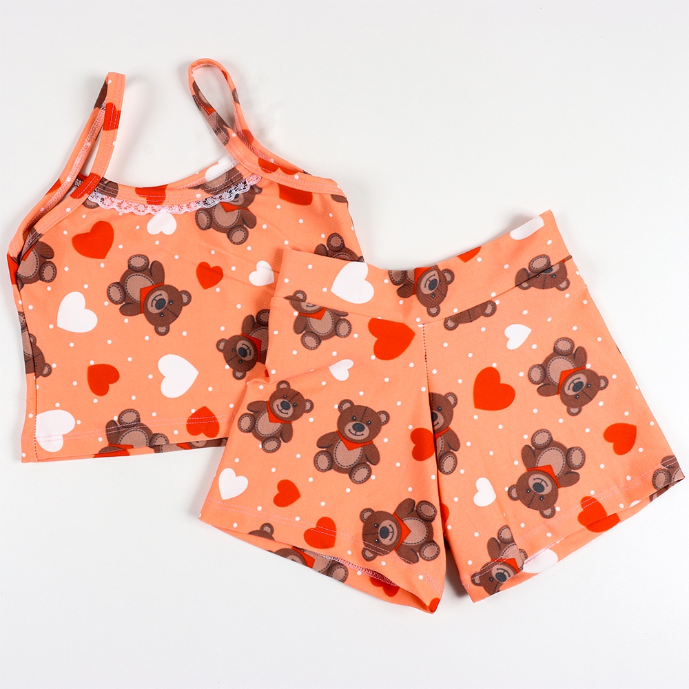 kit 3  Conjuntos Infantil Blusa e Short  Feminino  Atacado Sortido Estampado promoção