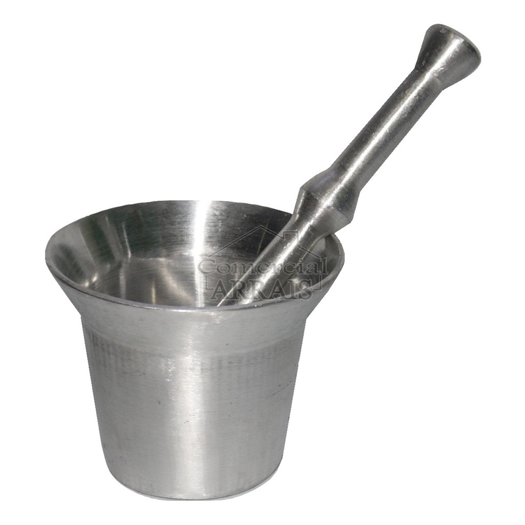 Pilão Grande Alumínio Fundido Batido Maciço