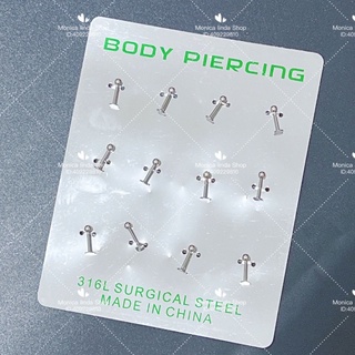 kit 12 unidades Piercing Labret Lábios Boca Tragus Conch Aço inoxidavel Cirúrgico Bolinha