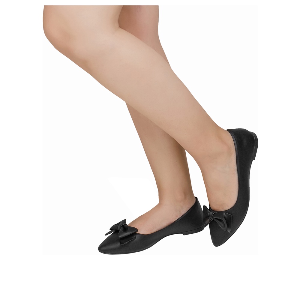 Detalhes do Sapatilha Feminina Bico Fino Confotavel Shekinah Preto com Laço Lindo