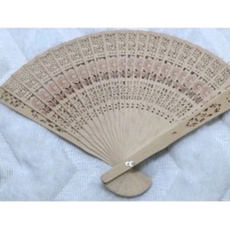 Leque de Mão de Madeira Dobrável Chines em Bambu Artesanato