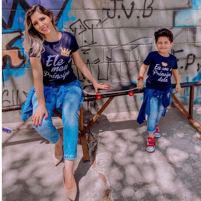 Camiseta Personalizada Feminina ou Infantil Masculina Ele é meu príncipe Tal Mãe ou Tal Filho Dia das Crianças