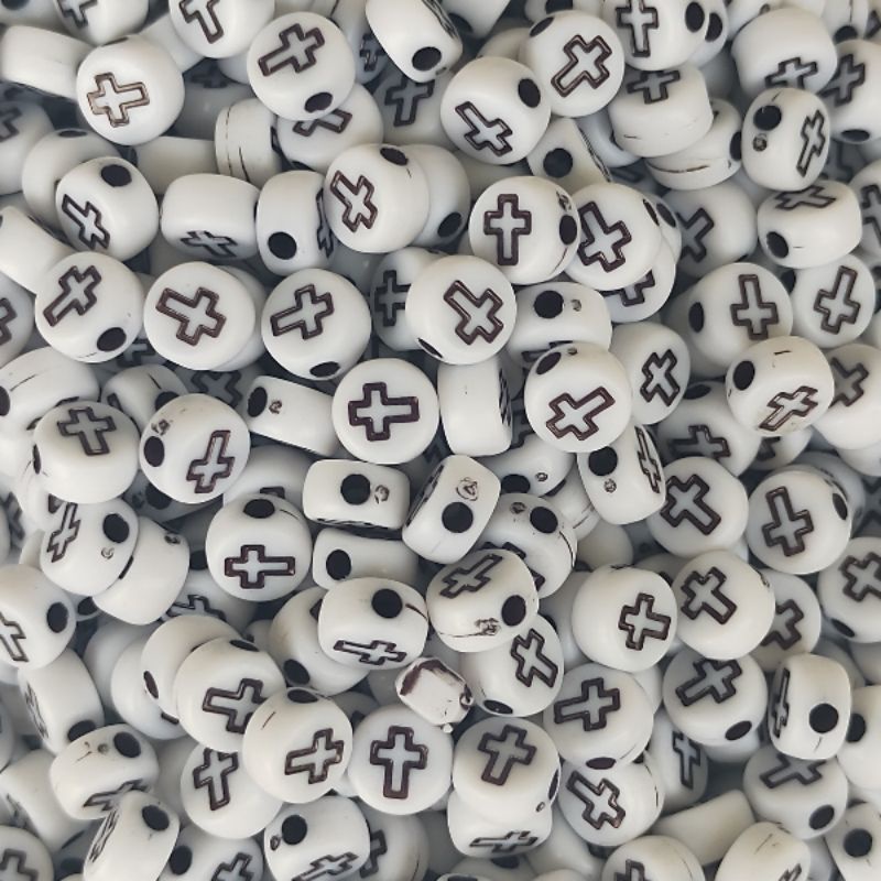 Miçanga Redonda c/Cruz - 7*4mm - 200 e 500 Pçs em Oferta na Shopee