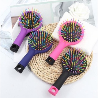 Escova De Cabelo 2x1 Pente Redonda Colorida Com Espelho Magic Rainbow Desembaraçante