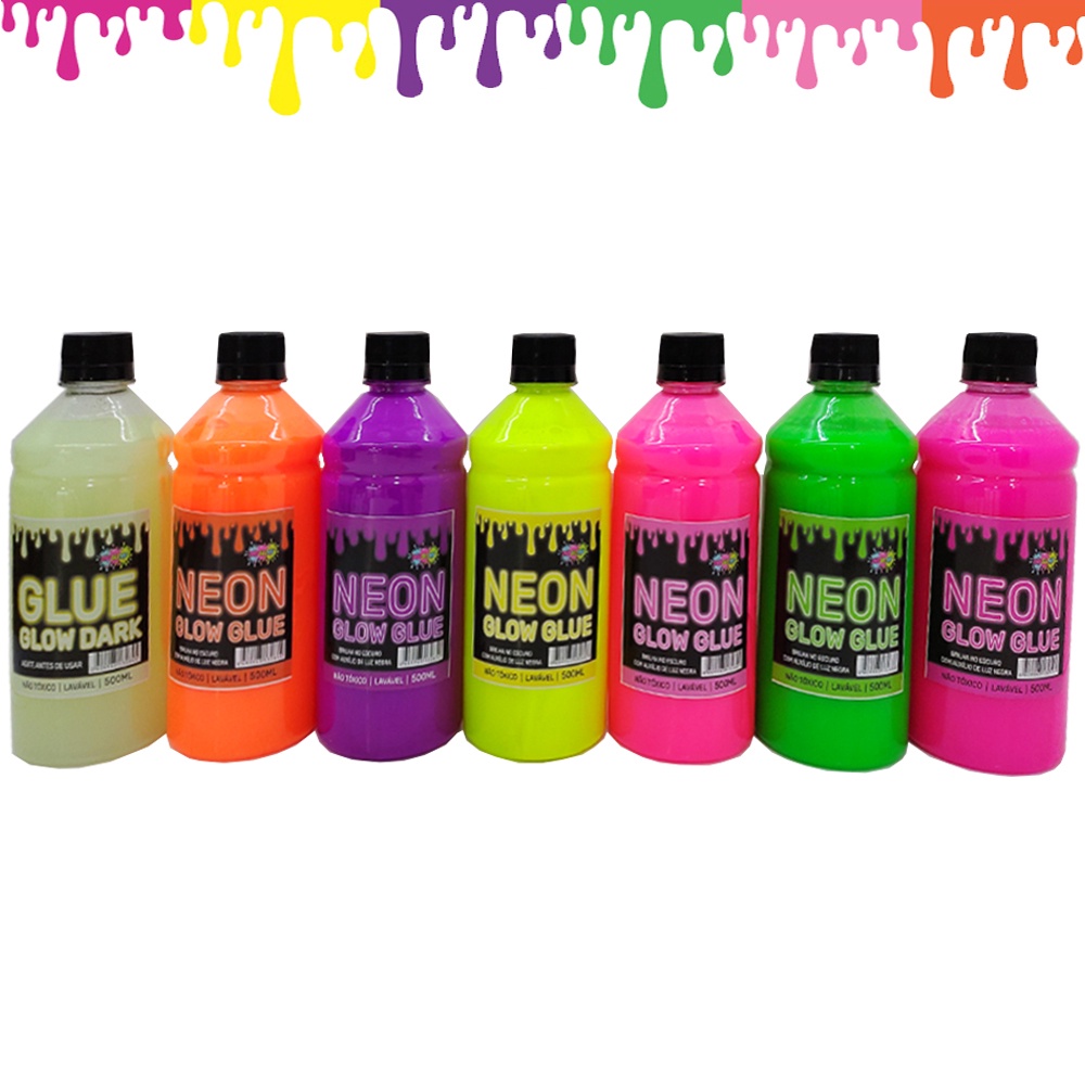 Cola de Slime Neon Várias Cores 500ml Escolha sua Cor - Ine Slime Ine Slime