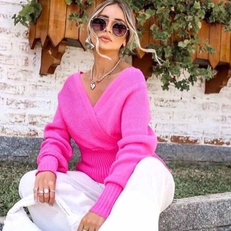 Blusa tricot decote V manga longa — imagem 2 de 2