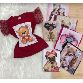 Blusa T shirt Manga Tule 2 ao 14