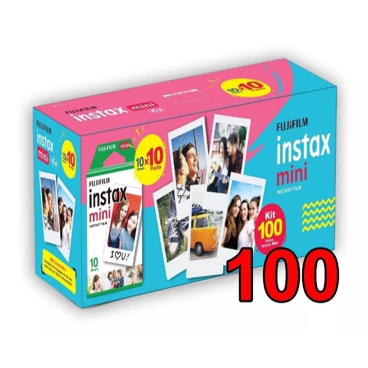 Papel Filme Para Instax Mini 7, 8, 9, 11 - 100 Fotos 5,4 x 8,6