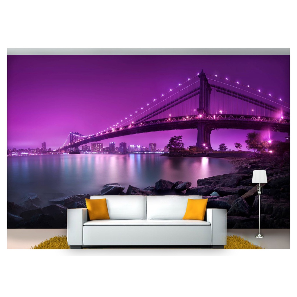 papel de parede Cidade Ponte Noite 3D 6m² NCD141