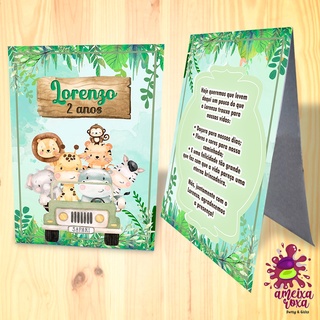 Agradecimentos de Mesa tema Safari Baby Verde Aquarelado (n+c)