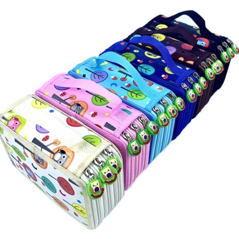 Kawaii Estojo De Lápis De Quatro Camadas Com 72 52 32 Furos De Cor / Material Escolar / Papelaria
