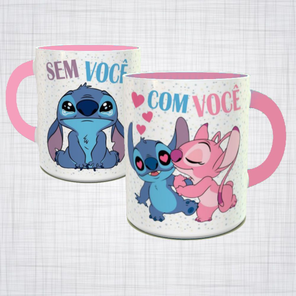 Caneca Porcelana lilo e stitch sem você com você namorados presente para o dia dos namorados caneca dia dos namorados presente para namorada presente para namorado eu amo você
