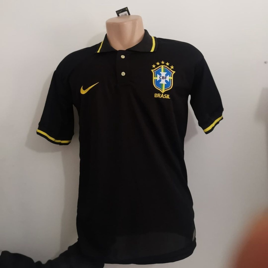 Camisa Seleção Brasileira Preta com gola para copa do mundo 2022 | Shopee  Brasil