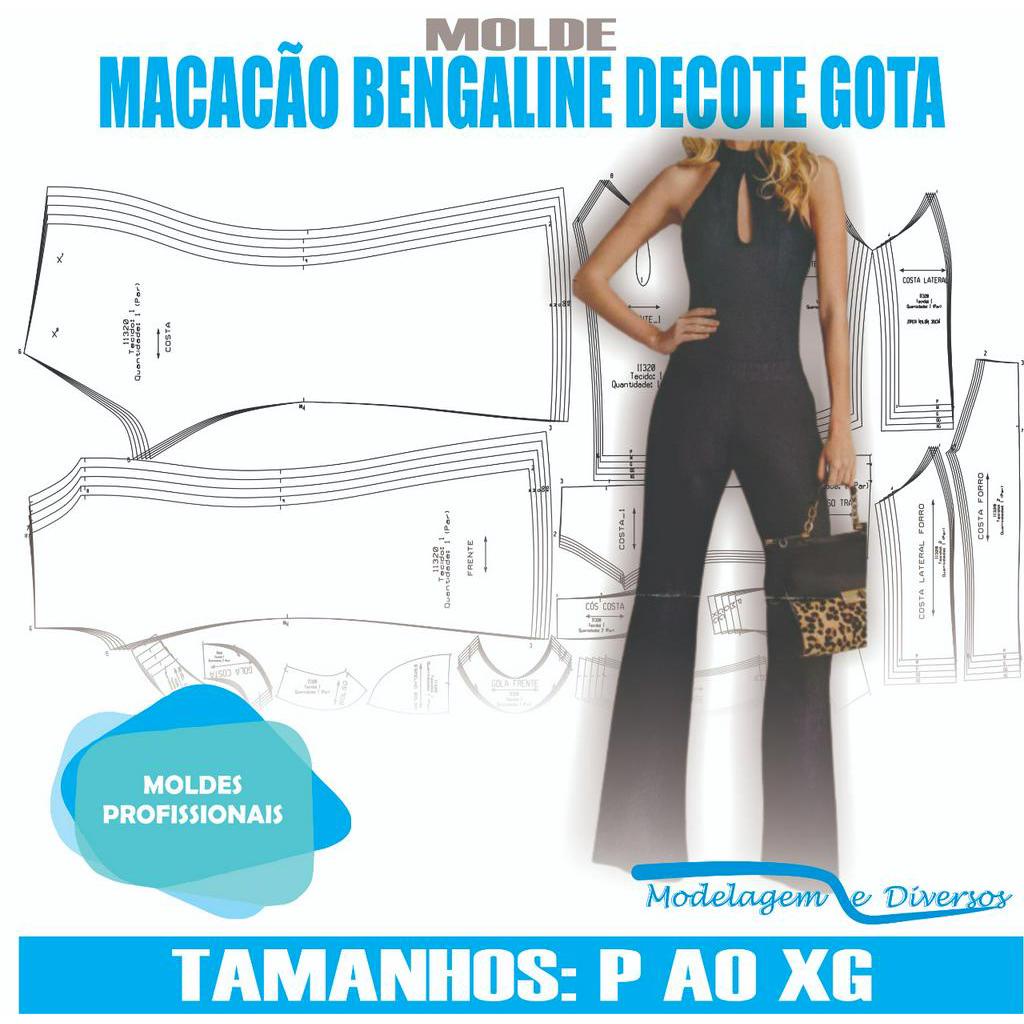 Molde Macacão Bengaline, Modelagem&diversos, P-xg, Correios