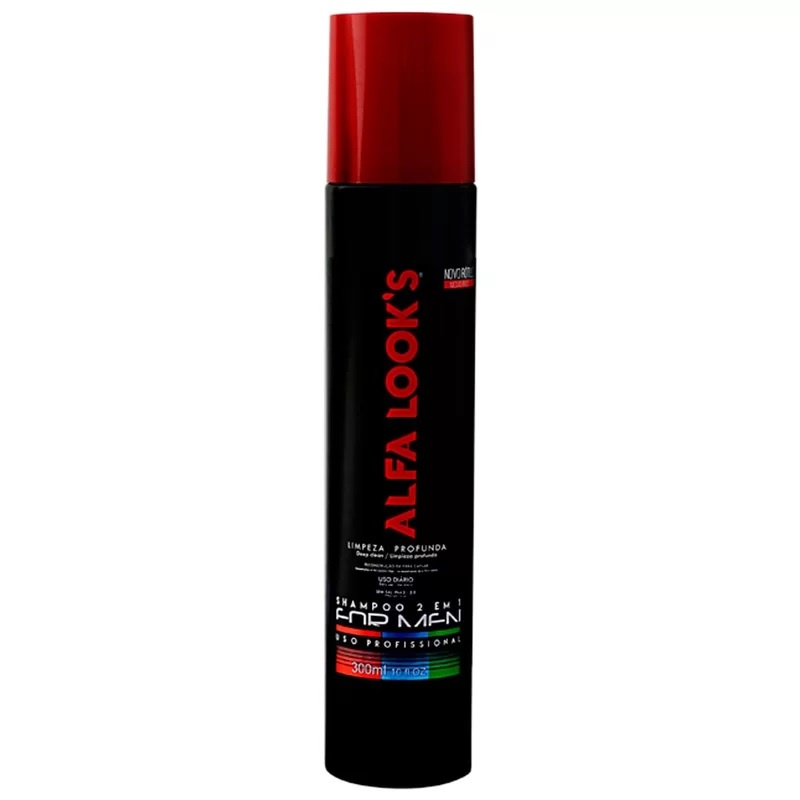 Shampoo Masculino Para Cabelo 2 em 1 Alfa Looks 300ml