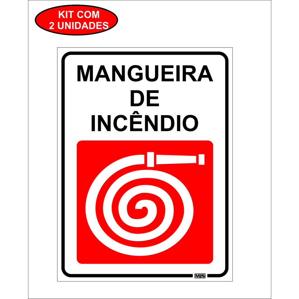 Kit2 Placa Sinalização Aviso Mangueira De Incêndio Pvc