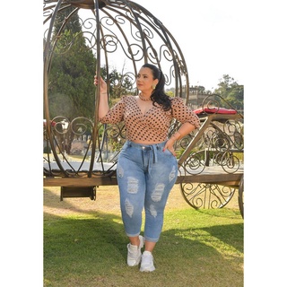 Calça Jeans Ane Plus Size Capri Eduarda Azul