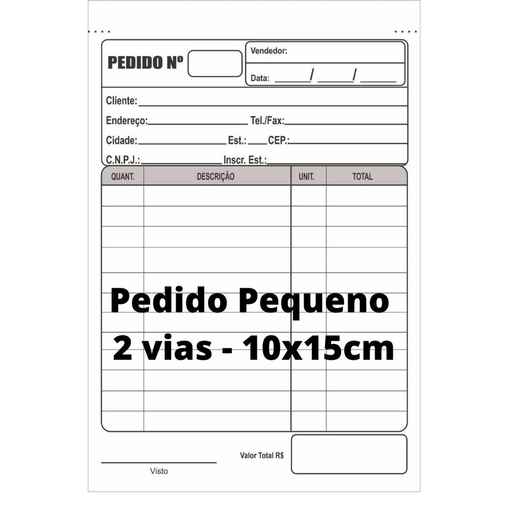 Talão De Pedido 10 Blocos 10x15 Papel Sulfite 2 Vias Shopee Brasil 4723