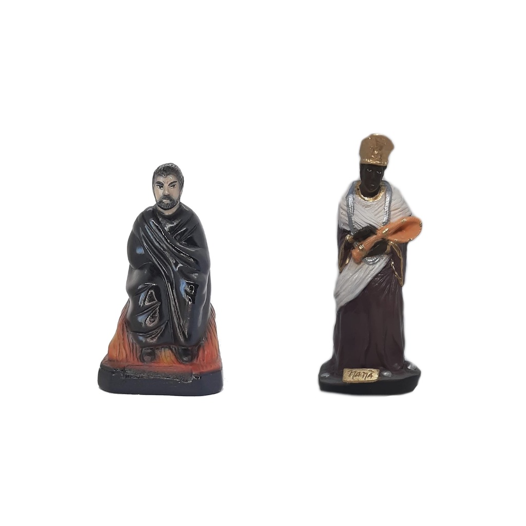 Escultura Estatueta Estátua Imagem Orixá Nanã Buruquê + Exu Capa Preta Sentado Congá Altar Umbanda Candomblé