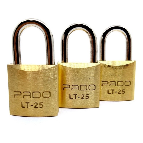 Cadeado Pado 25 Mm Mesma Chave Segredo 3 Unidades