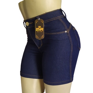 Shorts Jeans Feminina Cintura Alta Com Lycra