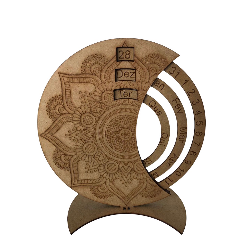 Calendário Perpétuo De Mesa Redondo Decorativo Sala - Mdf