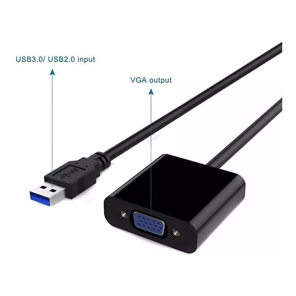 CABO CONVERSOR USB 3.0 2.0 PARA VGA ATÉ 1920 X1080