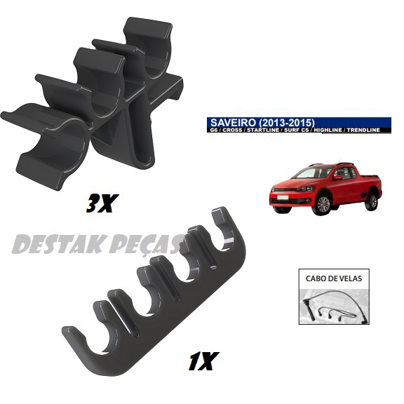 Kit Presilhas  de Fixação do Suporte dos Cabos de Vela Volkswagem Saveiro  G6  2013 2014 2015