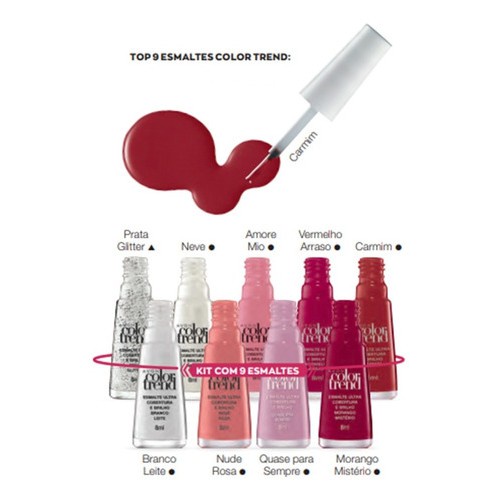 Esmalte Color Trend Cobertura E Brilho Avon Kit 9 Unidades Shopee