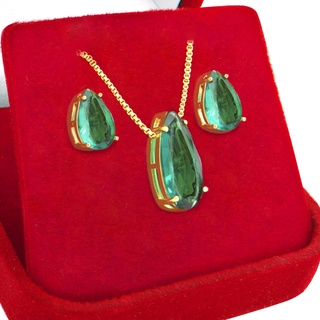 Conjunto Feminino Corrente Brincos Joias Ouro 18k Original