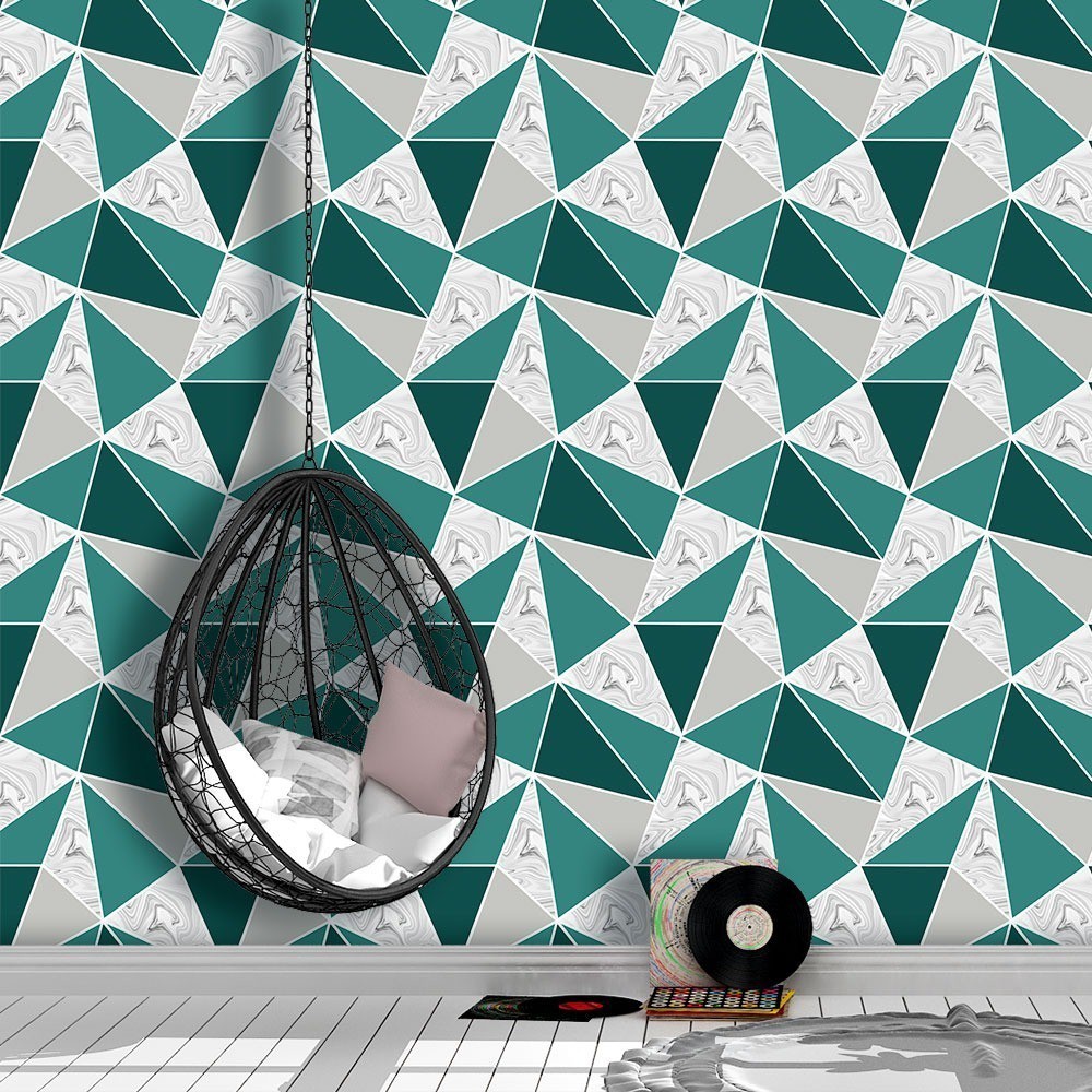 Papel De Parede Zara Diamond Em Tons De Cinza E Verde 2,50 mts em Oferta na Shopee