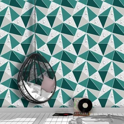 Papel De Parede Zara Diamond Em Tons De Cinza E Verde 2,50 mts