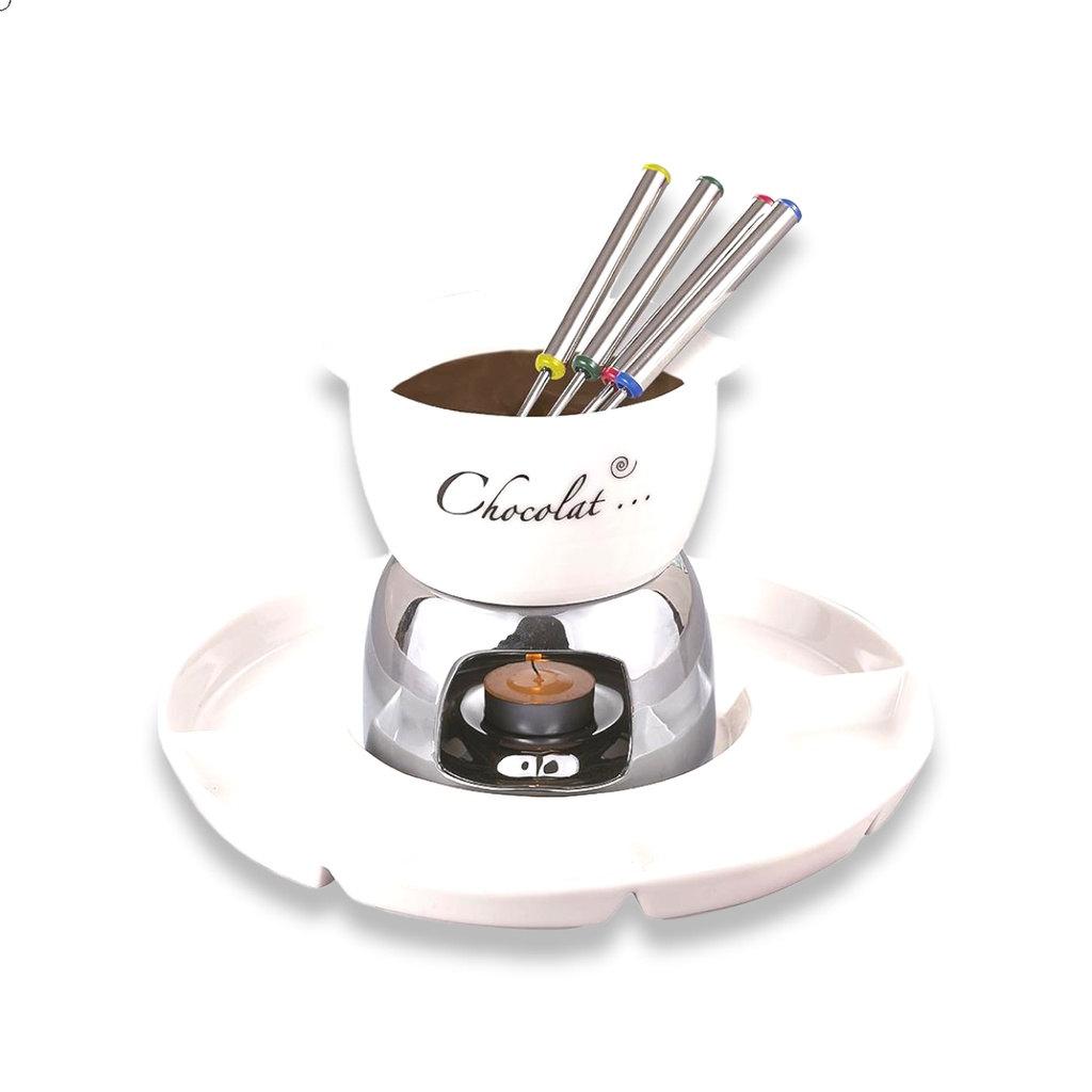 Conjunto Aparelho De Fondue 8 Pecas Chocolate Frutas Queijos