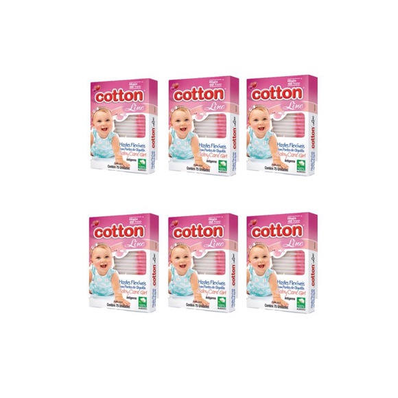 450 Hastes Flexíveis Baby Rosa Com Pontas De Algodão Cotton Line Tipo Cotonete