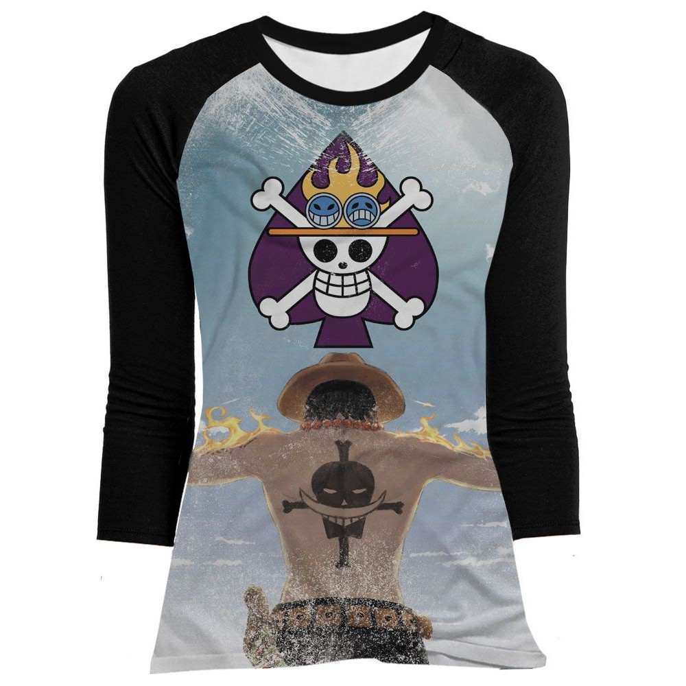 Camisa Ace Simbolo 3 4 Feminina Camisas One Piece Estampa Total Shopee Brasil