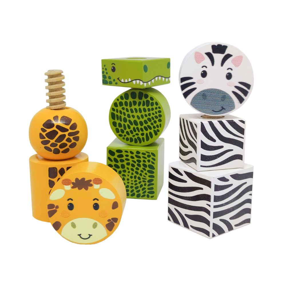 Colecao Gire E Crie - Animais Brinquedo Educativo Pedagogico Em Madeira - NewArt