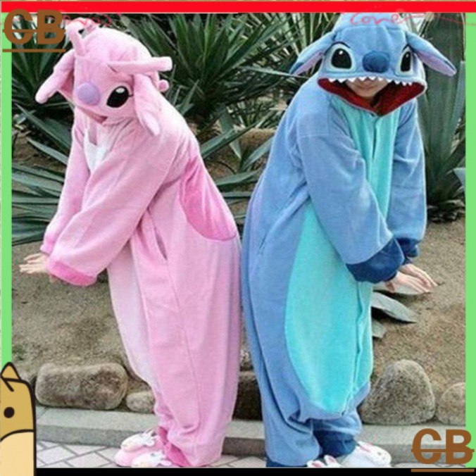 Stitch robe pijama casal macacão adulto kigurumi cosplay capuz oversized
