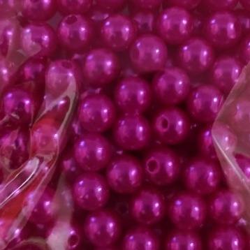 Pérola de ABS 6 mm Rosa Pink - Cód. 230 - Com Furo Passante Pacote Com 200 peças - planeta das  artes