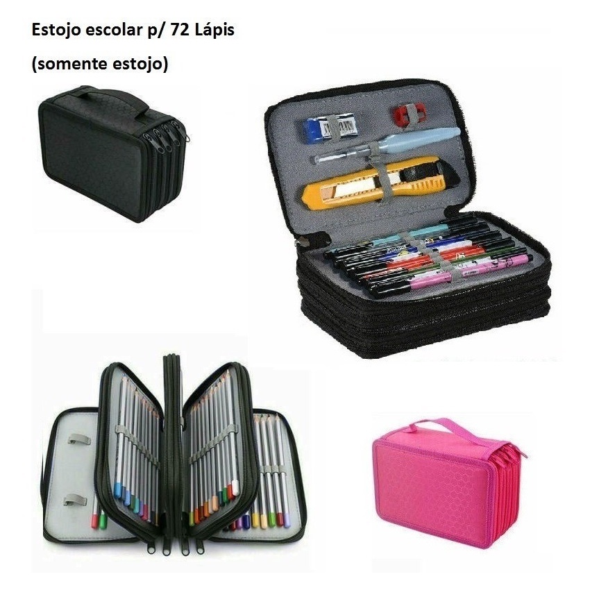 Estojo Escolar Grande 72 Box Pens Organizador Caneta