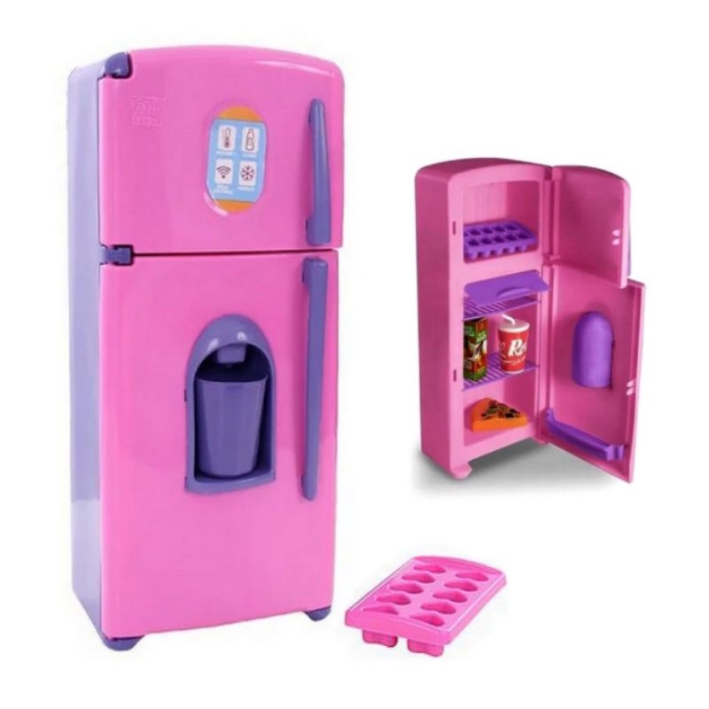 geladeira duplex Rosa infantil 3 peças na solap Zuca toys