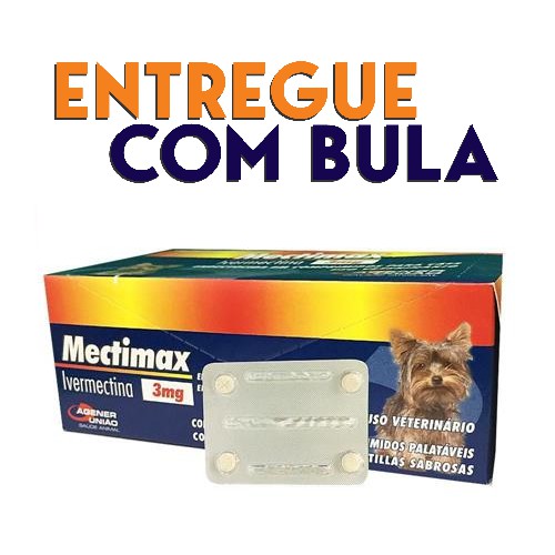 Mectimax 3mg - 8 Blísteres C/ 4 Comprimidos - Tratamento da Sarna P/ Cães
