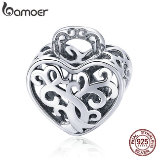 Bamoer 925 Sterling Silver Openwork Árvore Folhas Folha Coração Pave Beads fit Charme Pulseiras DIY Jóias SCC726