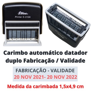 Carimbo automático datador duplo personalizado com fabricação e validade