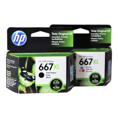 Kit De Cartuchos Originais Hp 667 Xl Black + Color