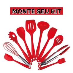 Utensílios De Cozinha De Silicone Premium Vermelho