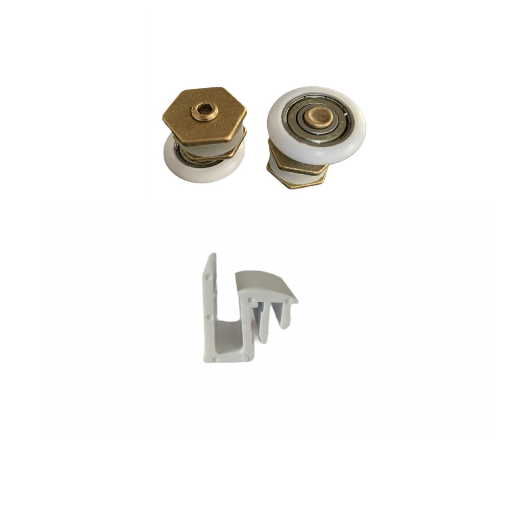 Roldana Excêntrica Zamac c/ Guia para Box Vidro 8mm – Kit Completo