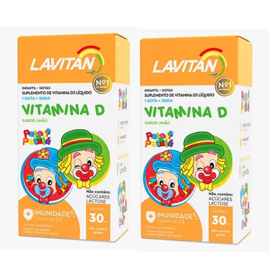 Kit com 2 Lavitan patati patatá Infantil Vitamina D sabor limão com 30ml Cimed @ Original