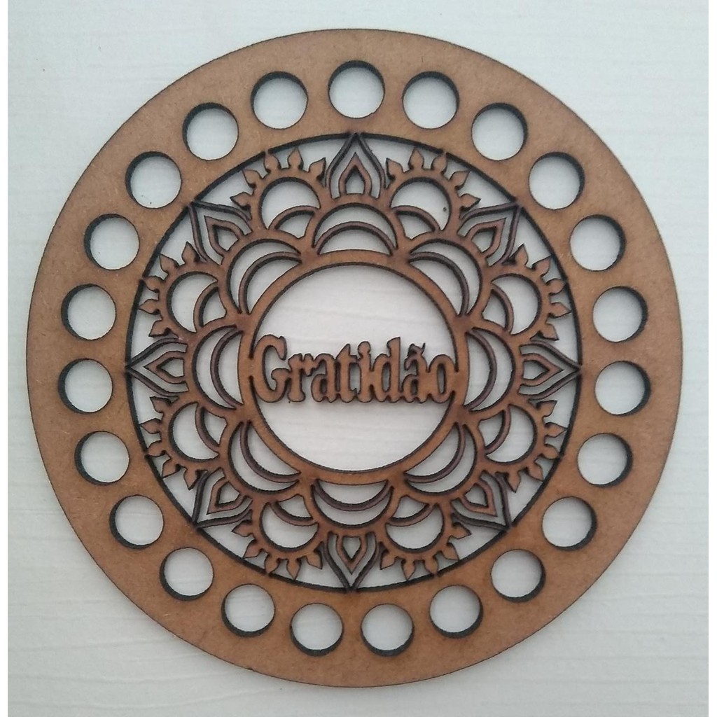 Base 10cm Crochê Fio de Malha Palavra Amor Paz Gratidão MDF Cru 3mm