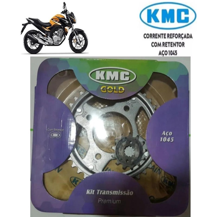 Kit Relacao Transmissao Tracao Honda Cb250f Twister 2016 2017 2018 2019 2020 2021 2022 Com Retentor Original Kmc
